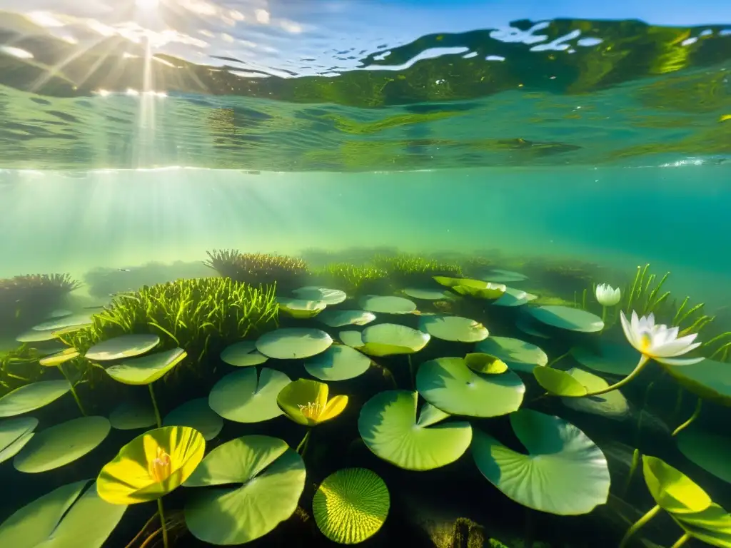 Vibrante ecosistema acuático con impacto de los caracoles manzana en el lago