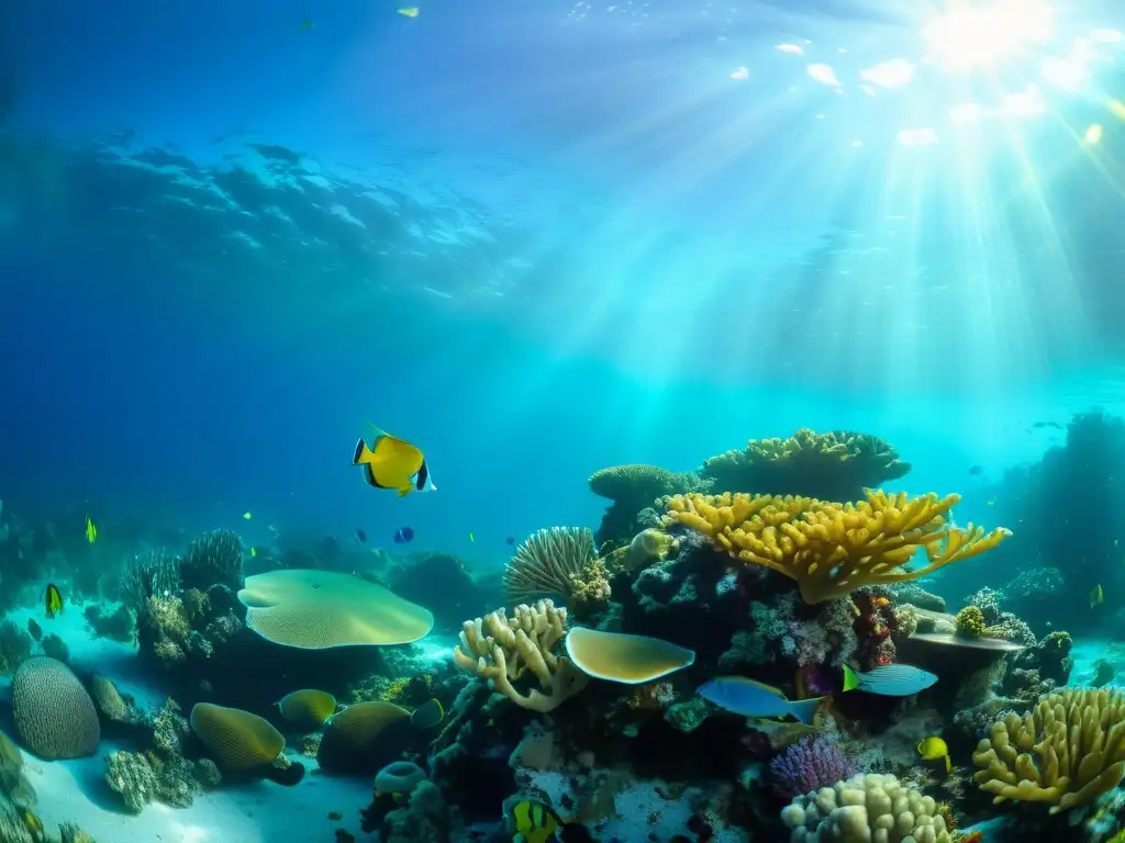 Un vibrante ecosistema de arrecife de coral con vida marina diversa