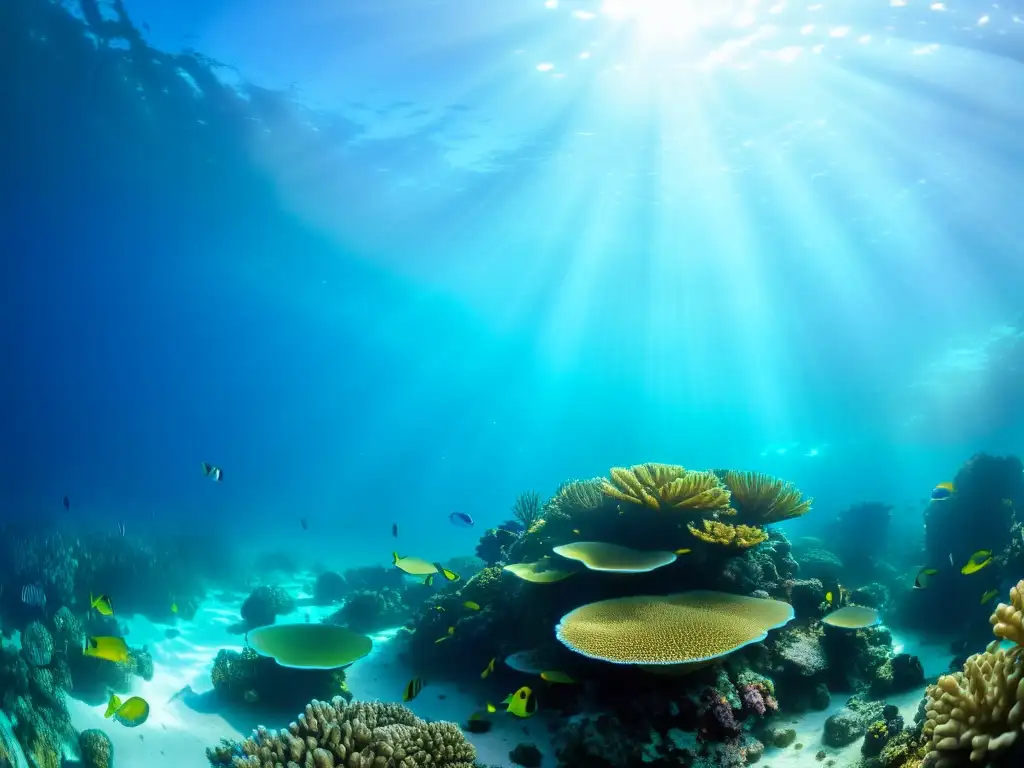 Vibrante ecosistema marino de arrecife de coral con peces coloridos