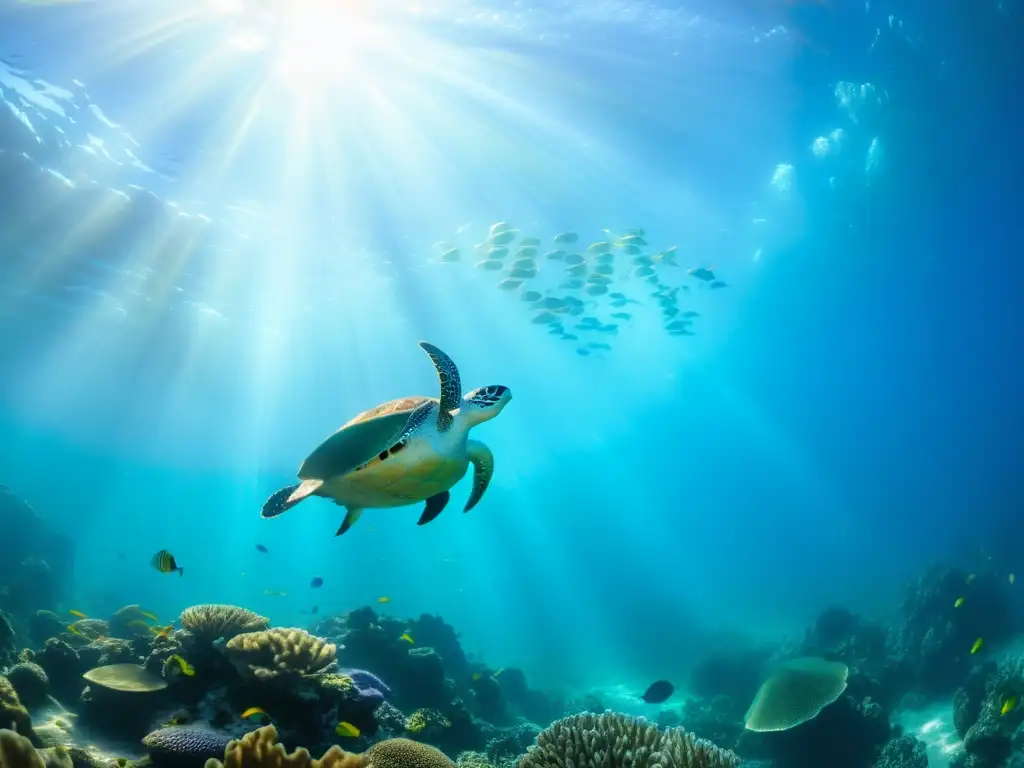 Un vibrante ecosistema marino en un arrecife de coral, muestra la importancia de las campañas de concienciación para salvar los océanos