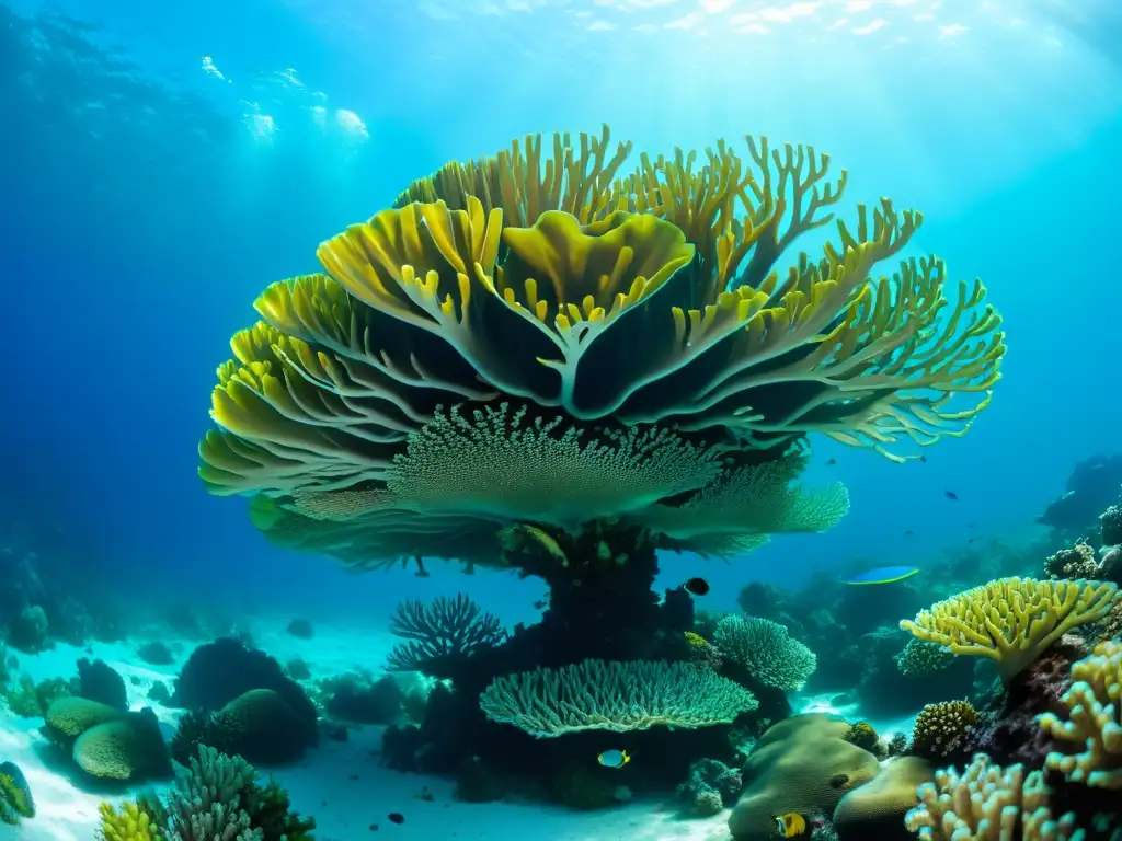 Espectacular arrecife de coral: belleza submarina Vibrante ecosistema marino con corales de colores, peces tropicales y luz solar, mostrando la preservación de arrecifes de coral
