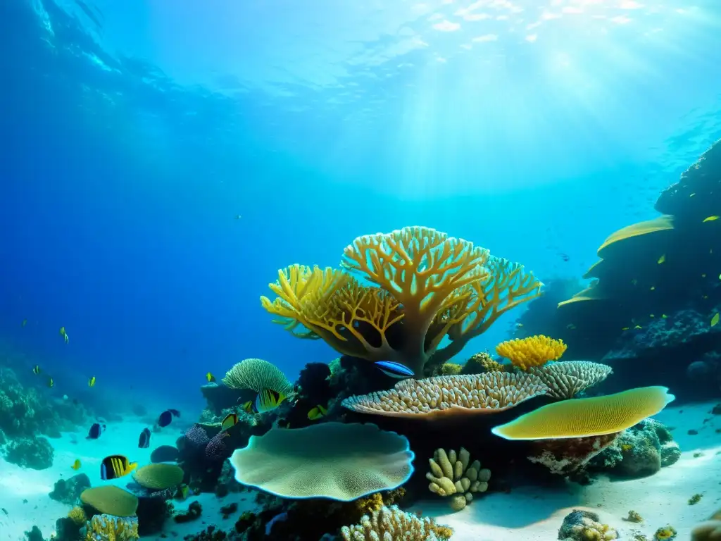 Un vibrante ecosistema marino con diversidad de vida en un arrecife de coral