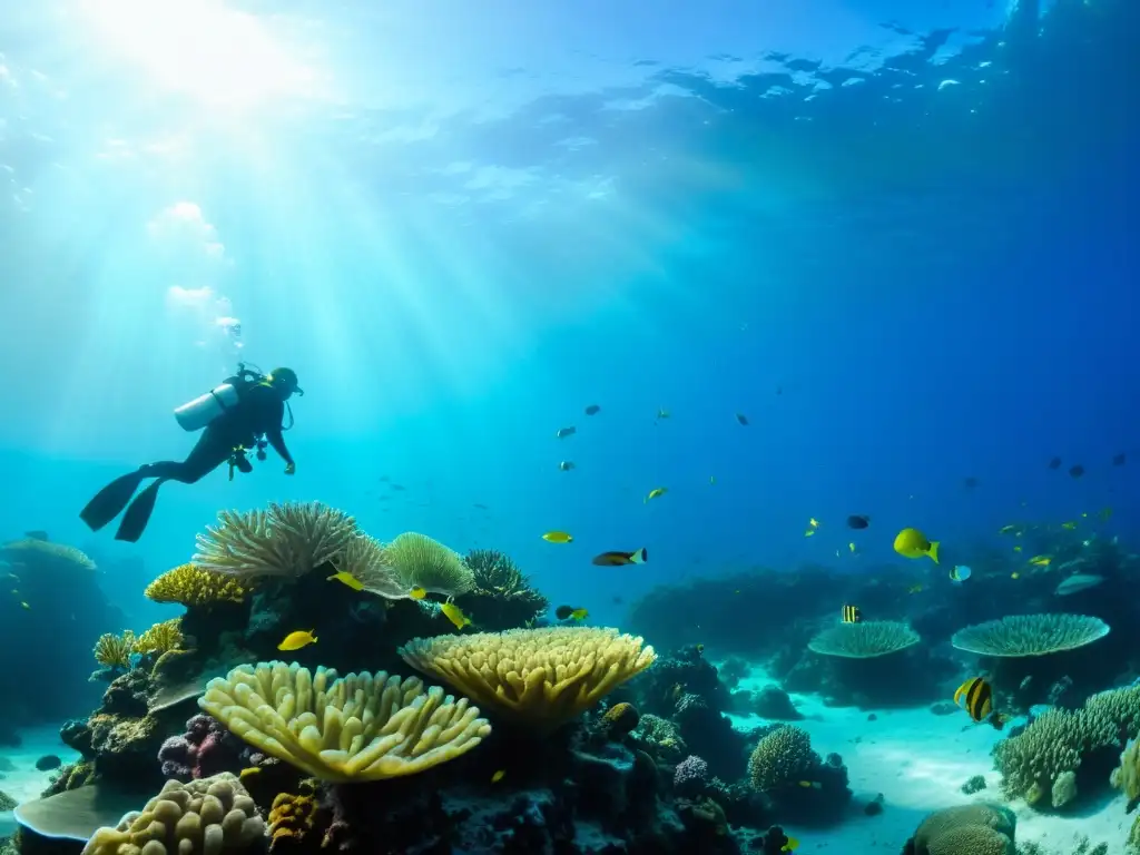 Vibrante ecosistema marino con diversidad de vida y colaboración en investigación marina con crowdsourcing