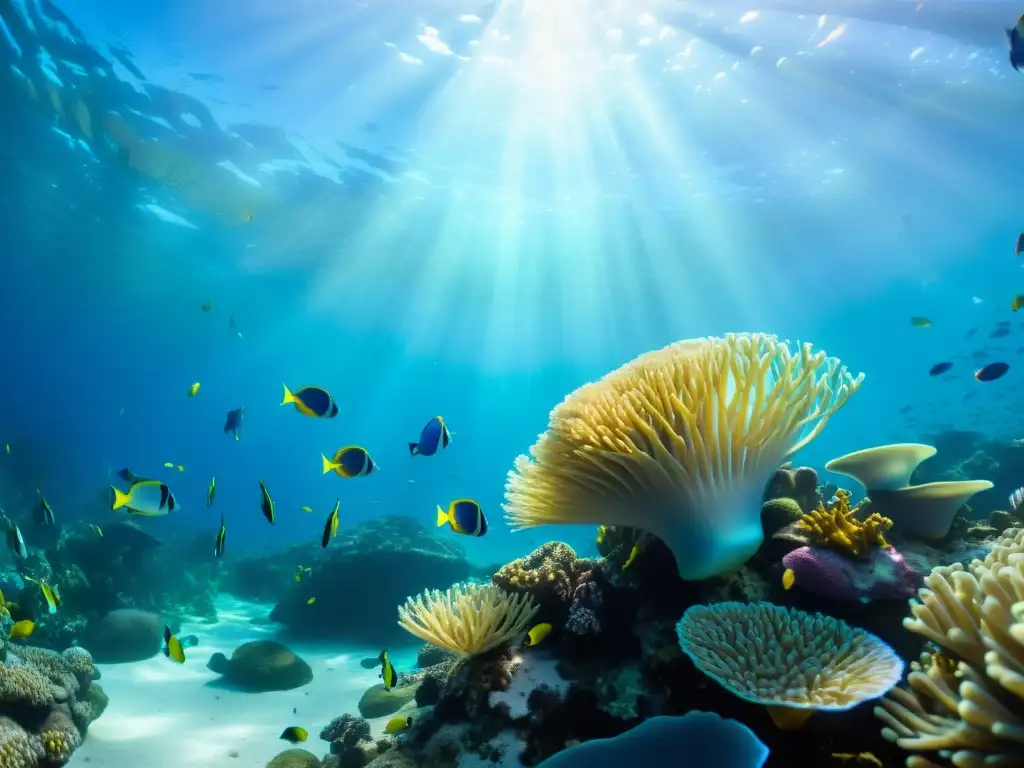 Arrecife de coral vibrante: vida marina en su esplendor Un vibrante ecosistema marino con energía eólica marina sostenible