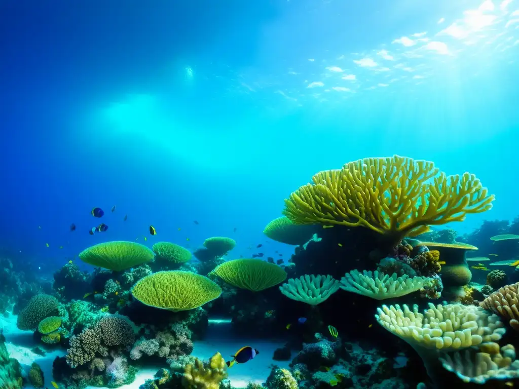 Vibrante ecosistema marino con equilibrio del sustrato en acuario marino, coral colorido, peces y agua cristalina