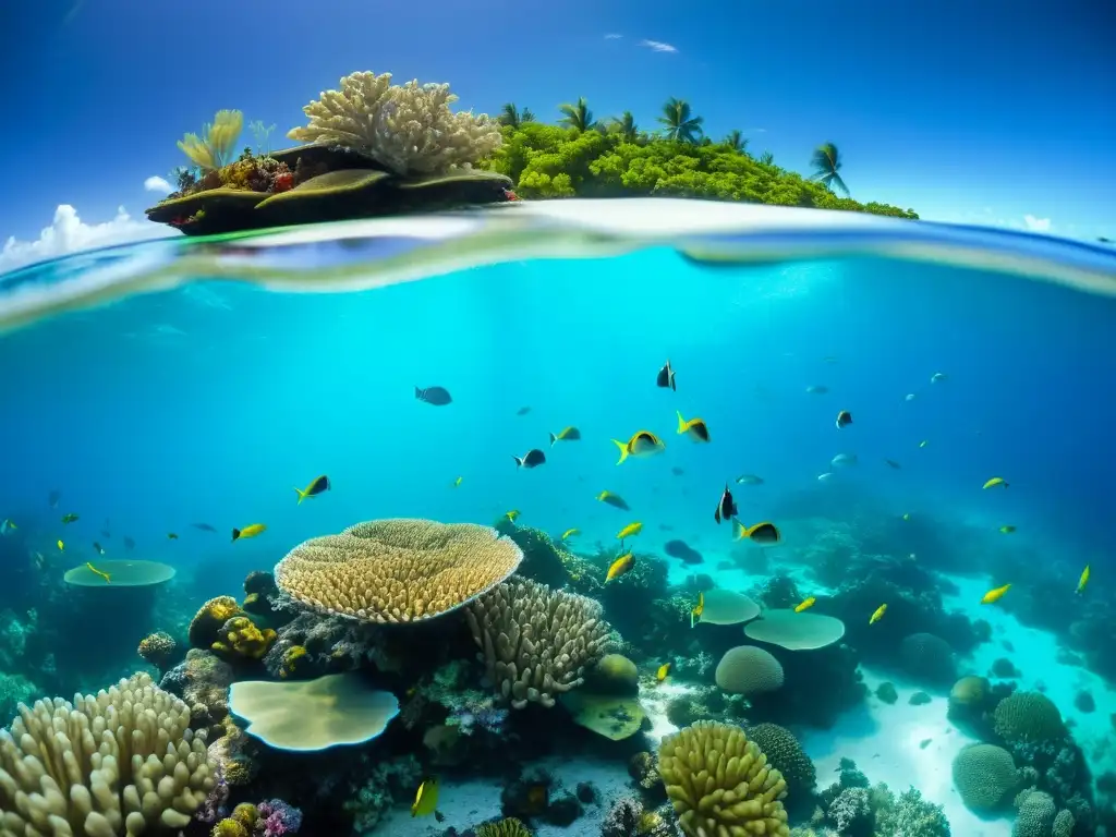 Vida submarina: Competencia entre especies en arrecife de coral Un vibrante ecosistema marino donde especies compiten por recursos