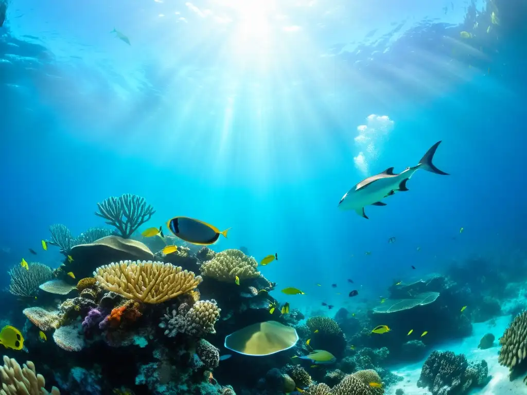 Un vibrante ecosistema marino con formaciones arrecifes coralinos influenciados por corrientes oceánicas