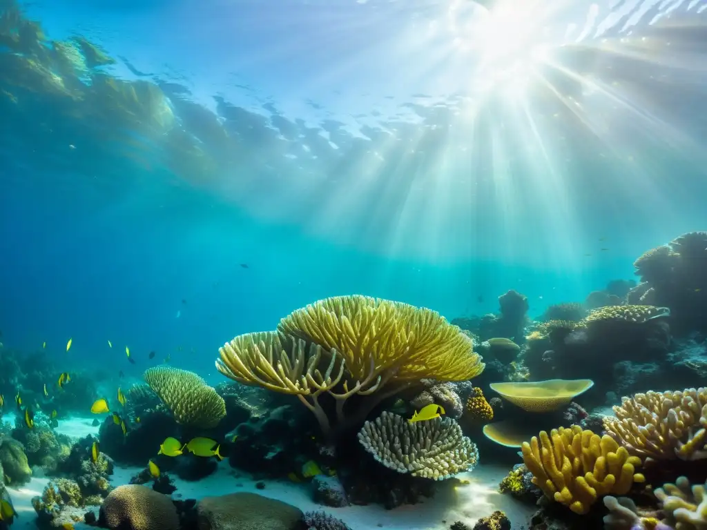 Un vibrante ecosistema marino con peces de colores, corales y plantas