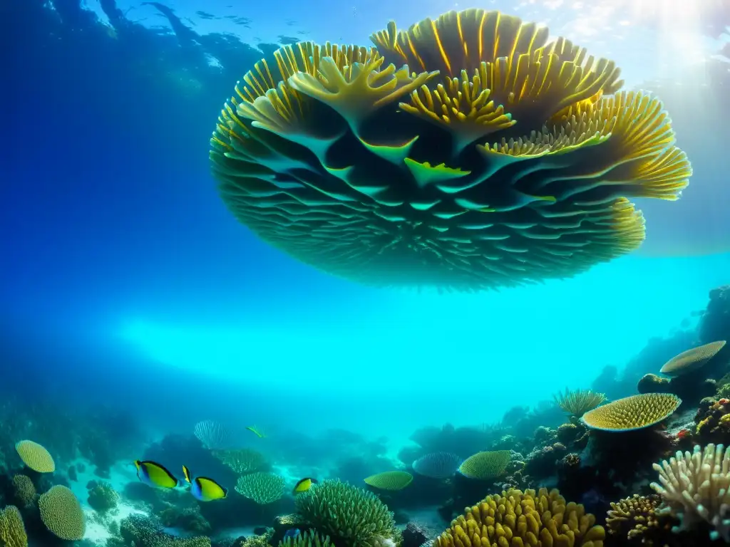 Un vibrante ecosistema marino con peces tropicales nadando entre corales