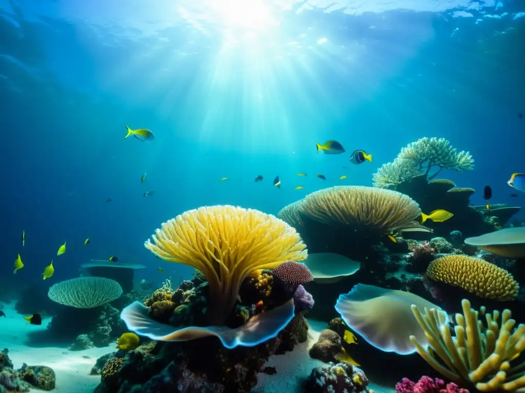 Un vibrante ecosistema marino profundo que exuda belleza, tranquilidad y asombro, invitando a la conservación de especies marinas profundas