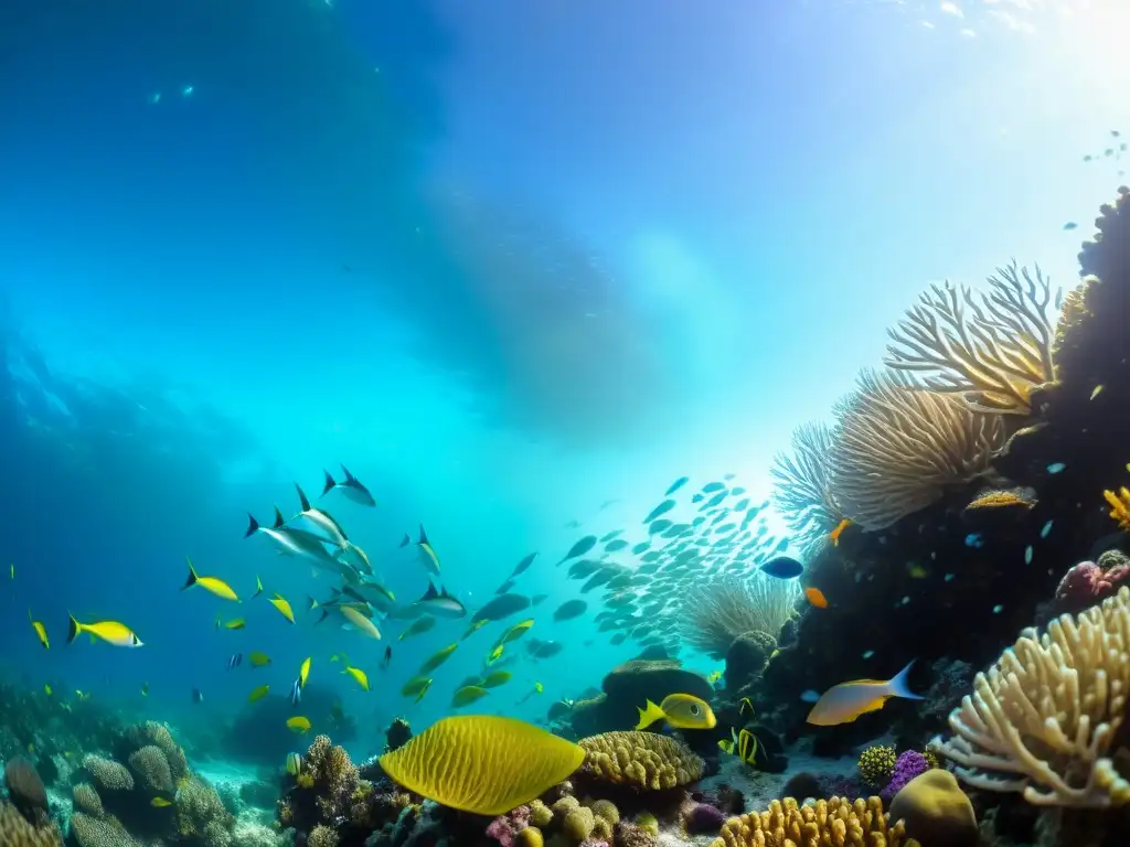 Un vibrante ecosistema marino sostenible con peces y corales coloridos en aguas cristalinas