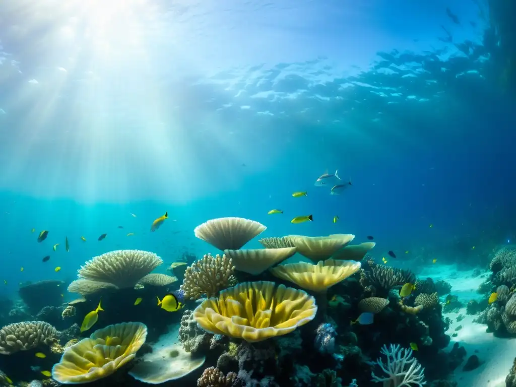 Vibrante ecosistema marino en Zona Económica Exclusiva protección marina: arrecife de coral colorido, peces y plantas marinas, aguas cristalinas