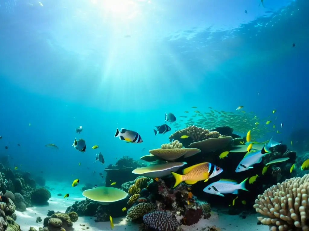 Vibrante escena submarina con peces limpiadores en arrecife