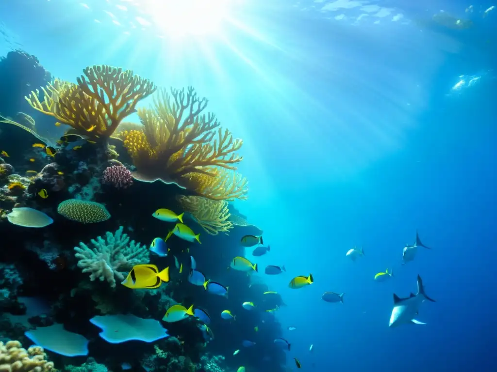 Vibrante vida marina en un arrecife de coral, proyecto colaborativo ciencia vida marina