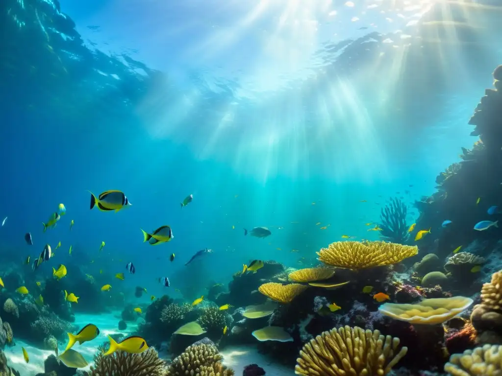 Vibrante vida marina en arrecife de coral, capturada con cámaras subacuáticas