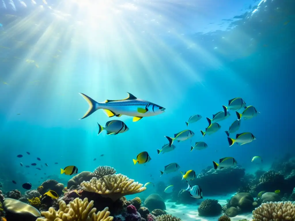 Vibrante vida marina en un arrecife de coral, con efectos pesticidas cadena alimenticia