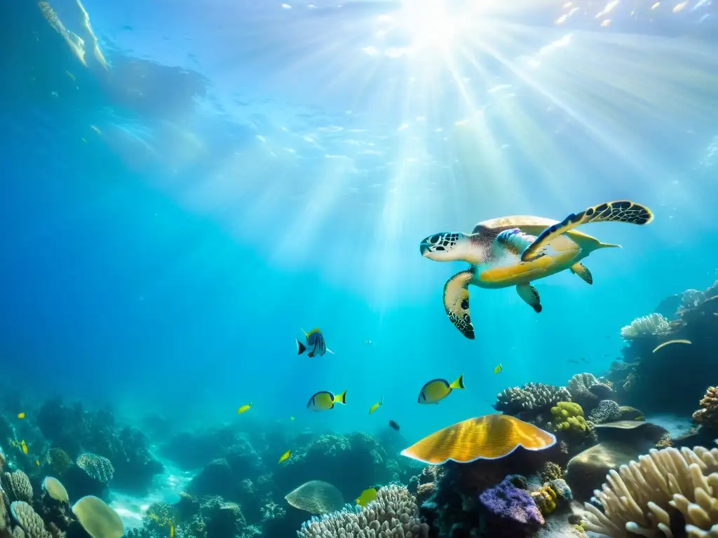 Vibrante vida marina en arrecife de coral, promoviendo el turismo sostenible y la conservación submarina