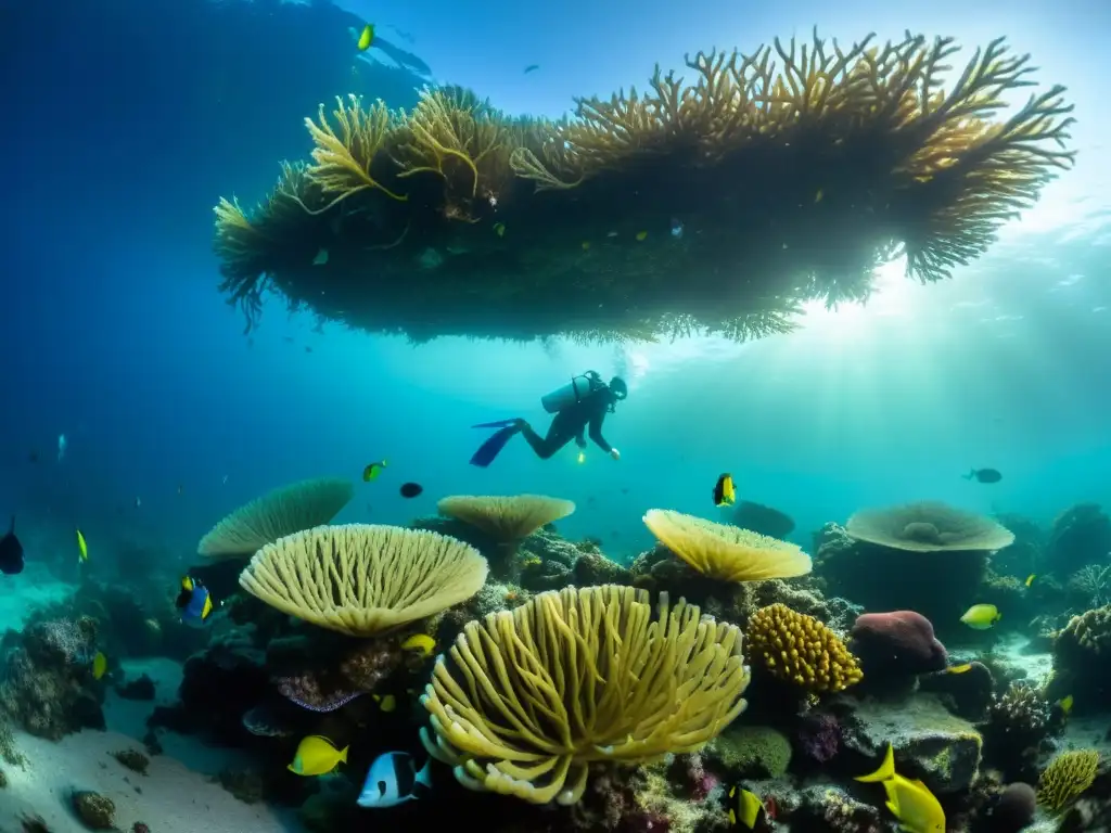 Mar profundo: belleza y devastación en un ecosistema submarino Vibrante vida marina profunda y evidencias antropoceno en un ecosistema submarino hipnotizante