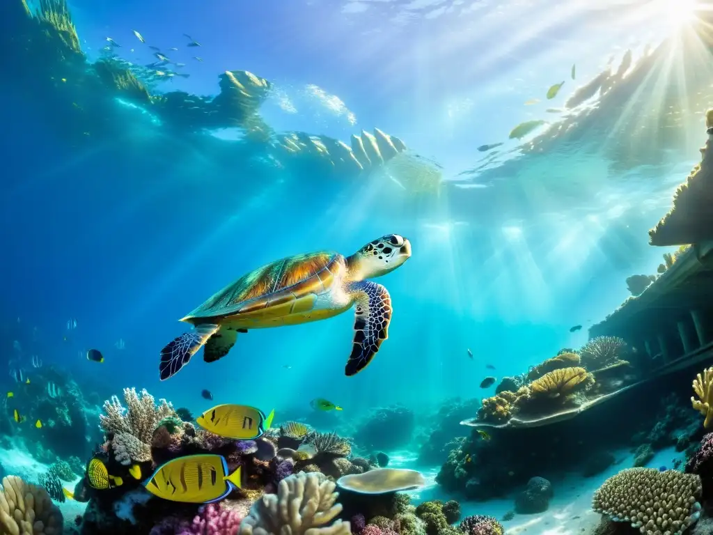 Maravilloso mundo submarino: Vida entre corales y naufragios Vibrante vida marina en coral submarino con evidencias antropoceno vida marina profundo