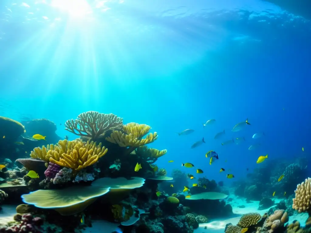 Un vibrante paisaje marino perfecto con rocas vivas, lleno de vida y colores bajo el agua