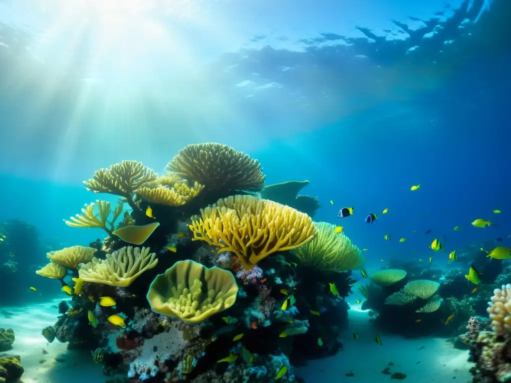 Una vibrante vida marina en un arrecife de coral durante cursos de buceo, mostrando la belleza y biodiversidad submarina