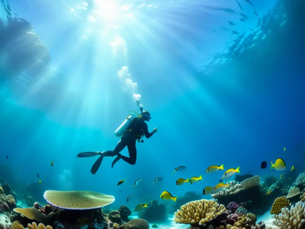 Vibrante vida marina y coral submarino, escenario para una degustación de especies marinas submarinas cautivadora