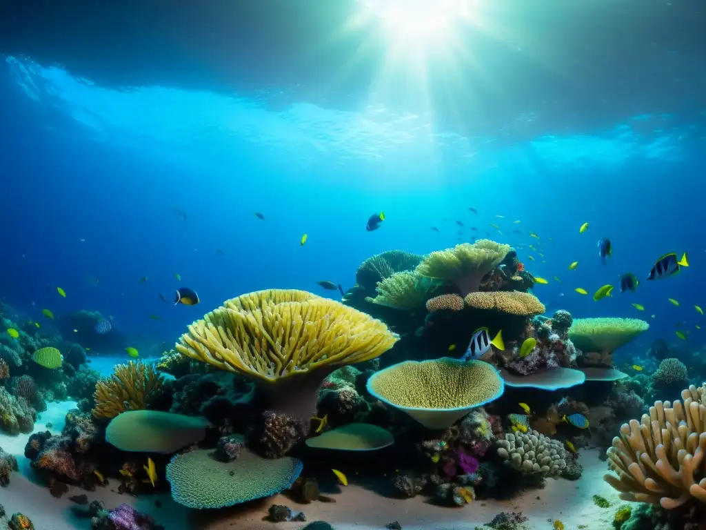 Vibrante vida nocturna en ecosistemas coralinos: coral, peces y bioluminiscencia bajo la luna
