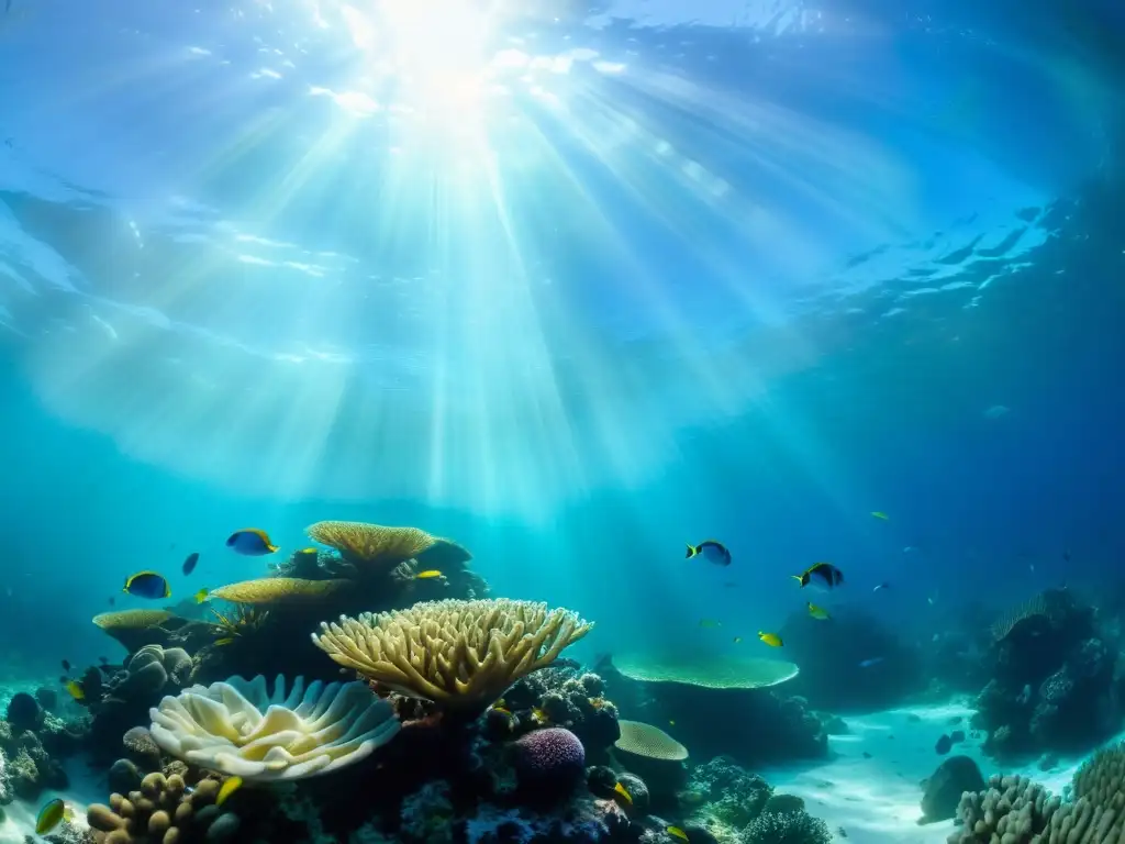 Exploración submarina: vida marina vibrante y científicos en acción Vida de los científicos marinos explorando un vibrante arrecife de coral bajo el agua, con peces coloridos y tortugas marinas