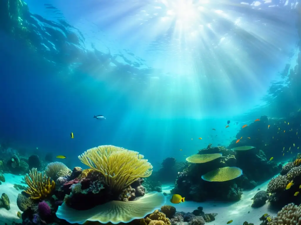 Vida marina en arrecife de coral, edición de fotos submarinas con peces coloridos, anémonas y abanicos marinos