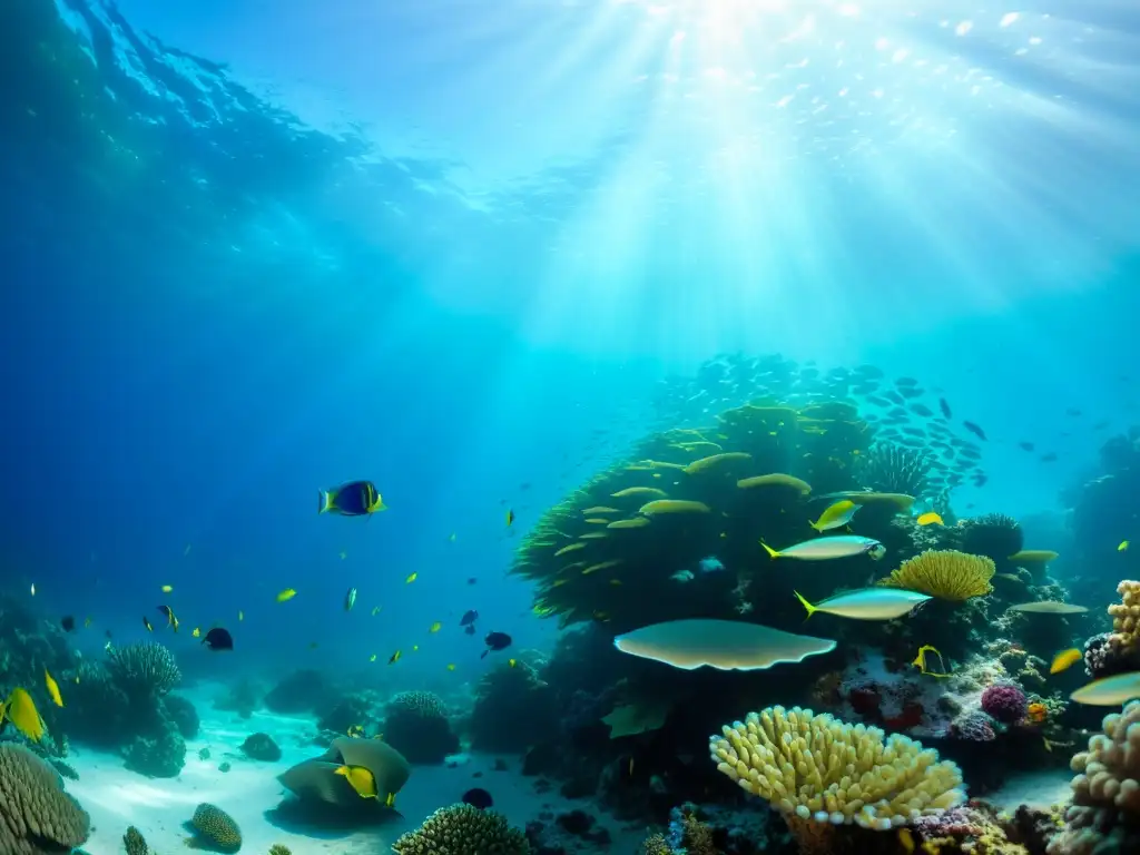 Vida marina en arrecifes de coral: un vibrante e inmersivo paisaje submarino lleno de peces de colores y formaciones de coral fascinantes