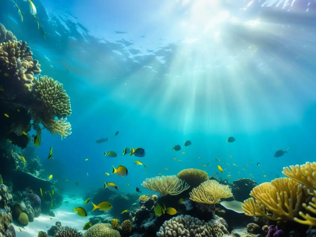 Vida submarina en arrecife de coral: fauna y colores Vida marina diversa en un vibrante arrecife de coral bajo el impacto de El Niño