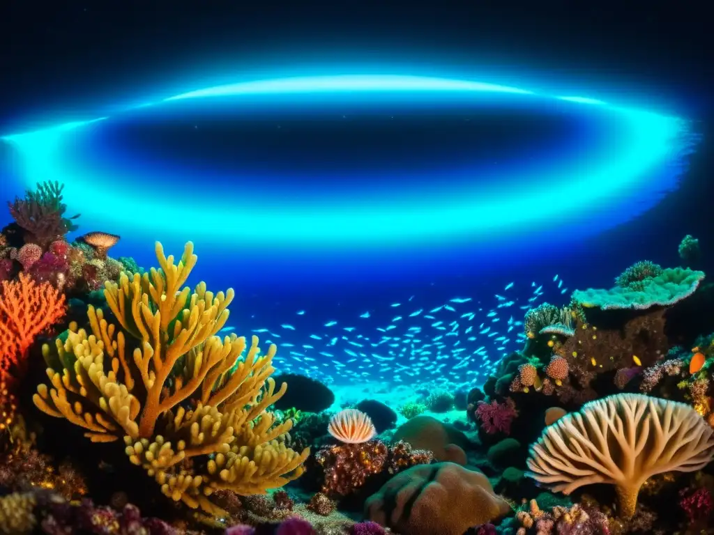 Vida nocturna en ecosistemas coralinos: misteriosa belleza marina iluminada por la luna