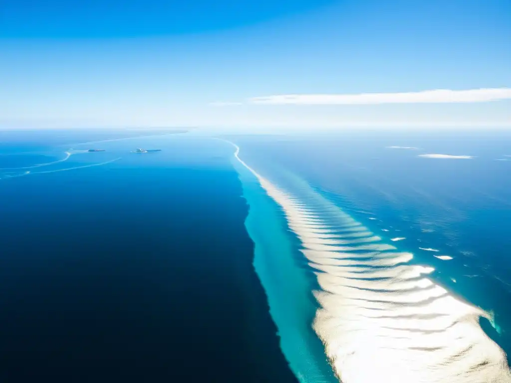 Vista aérea impresionante del vasto océano con reflejos de luz solar