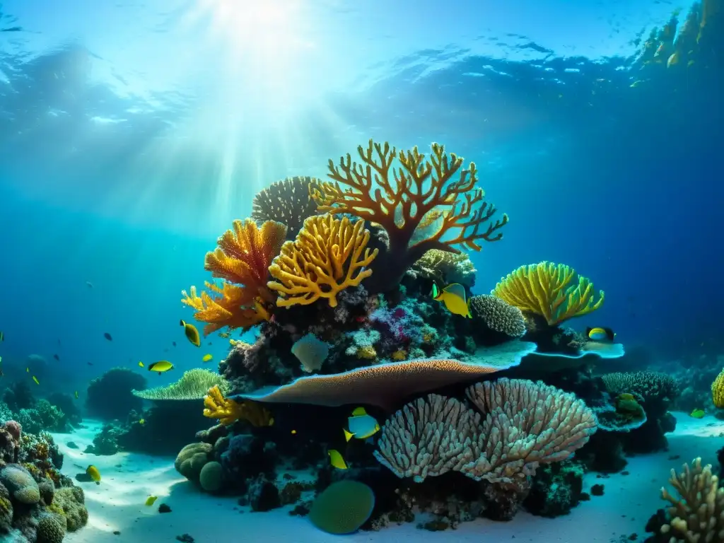 Vista detallada de arrecife de coral vibrante en 8k, con especies y texturas únicas