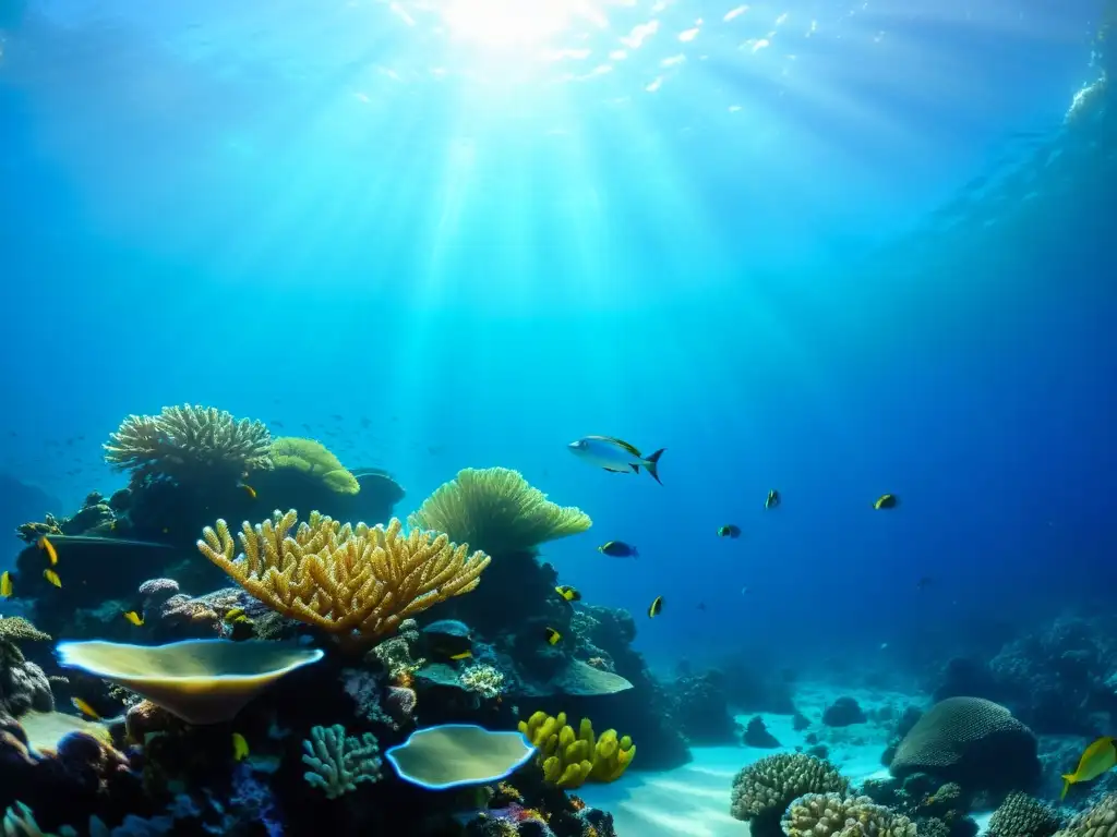 Vista impresionante del arrecife de coral con vida marina vibrante