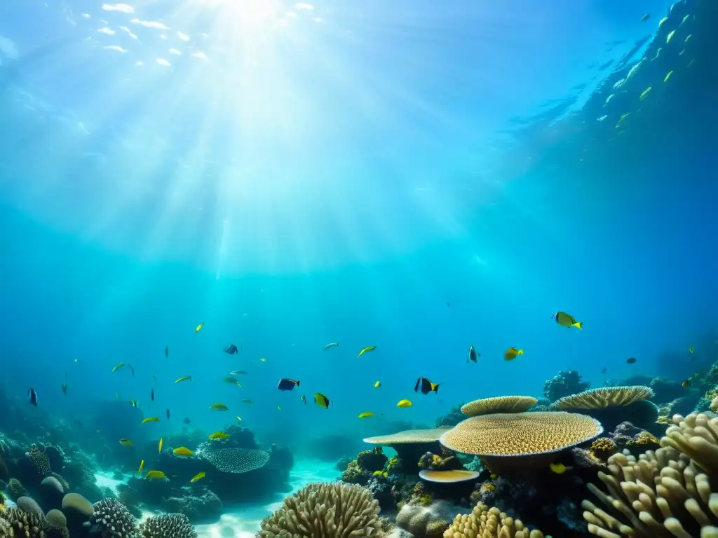 Una vista submarina impresionante de un arrecife de coral vibrante lleno de peces coloridos y vida marina