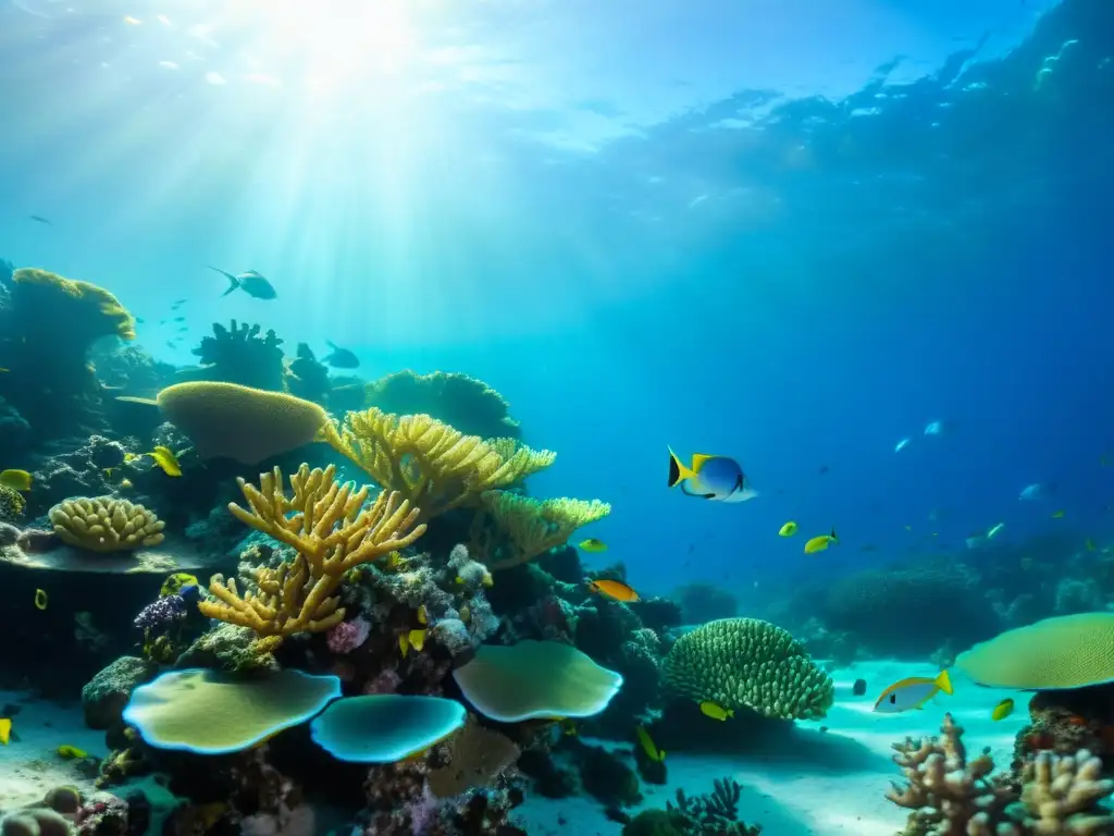 Vista submarina de un vibrante arrecife de coral, muestra la resiliencia de los corales frente a desastres naturales